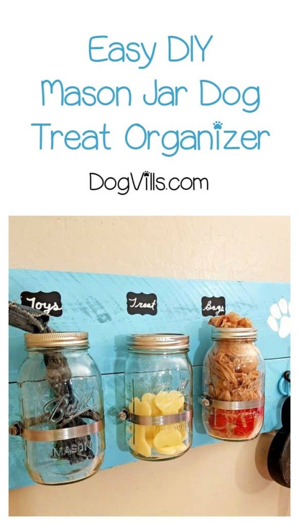 Keep all of your pup's essentials organized in style with this easy DIY mason jar dog treat organizer! Check out the video tutorial too!