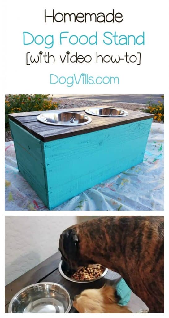 Keep your pets' food off the floor with this DIY homemade dog food stand. It's one of our favorite inexpensive dog accessories to make! Video tutorial included.