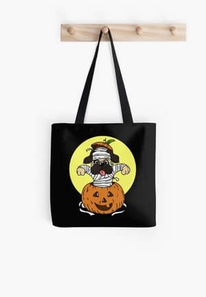 A fun Halloween design for dog lovers of all ages! This sweet mummy dog in a Jack-o-Lantern makes for a great shirt to wear while Trick or Treating, or a cute way to add a little dog-centric Halloween decor to your home!