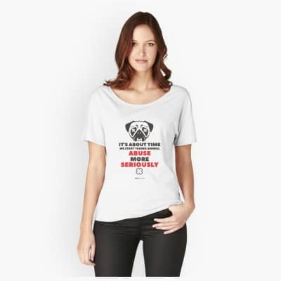 This "No Excuse For Animal Abuse" t-shirt helps raise awareness about animal abuse. This line speaks for those who can't speak for themselves.