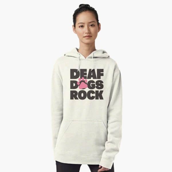 Deaf Dogs Rock Large Print Hoodie