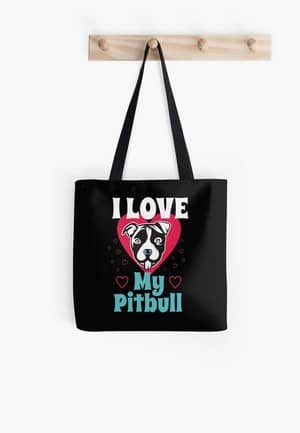 ‘I Heart My Pit Bull I Love My Dog Tee Shirt’ Tote Bag by Dogvills