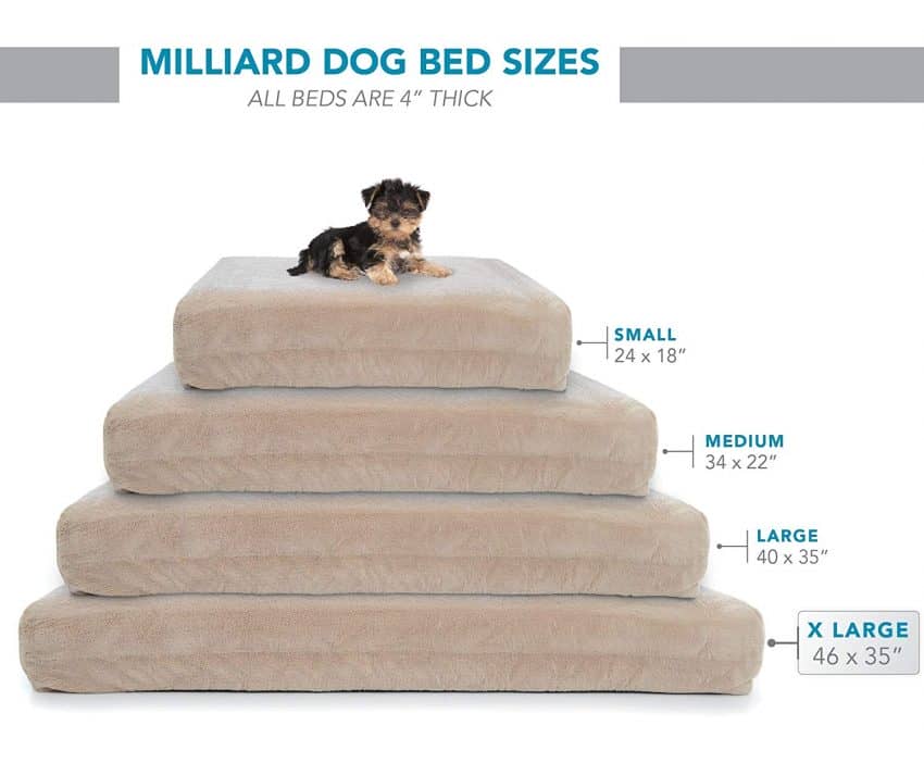 Milliard Premium Orthopedic Memory Foam Dog Bed sizes