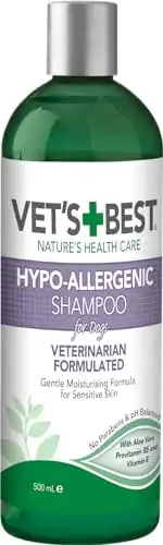 Vet's Best Hypo-Allergenic Shampoo for Dogs | Dog Shampoo for Sensitive Skin | Relieves Discomfort from Dry, Itchy Skin | Cleans, Moisturizes, and Conditions Skin and Coat