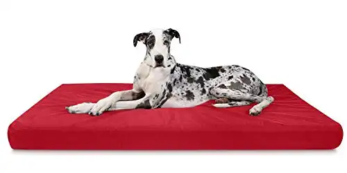 K9 Ballistics Tough Orthopedic Dog Bed XX-Large Nearly Indestructible & Chew Proof, Washable Ortho Pillow for Chewing Puppy - for XX-Large Dogs 68"x40", Red