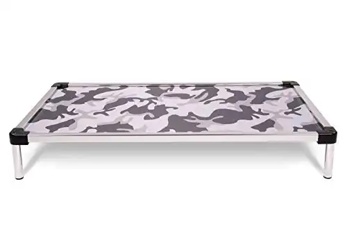 K9 Ballistics Chew Proof Elevated Dog Bed - Chewproof - All Aluminum - Indoor/Outdoor - Ripstop Ballistic Fabric - Ships Assembled - Fits Inside Crates (Small 29" x 18" x 3.5", Snow Cam...