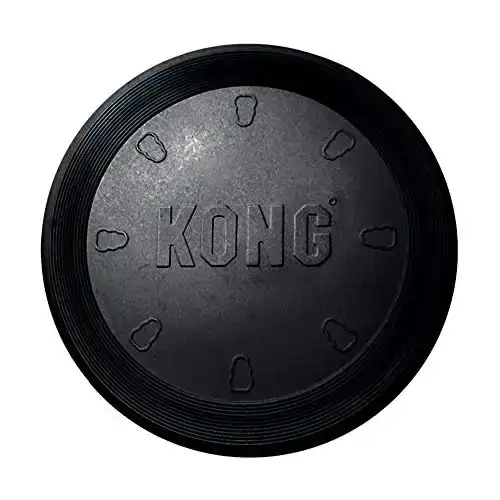 KONG Extreme Flyer - Dog Frisbee for Aggressive Chewers - Durable Rubber Dog Toy - Soft Dog Frisbee & Flying Disc for Fetch & Retrieve - Frisbee for Hyper Pets & Dogs - Black - Large Dogs