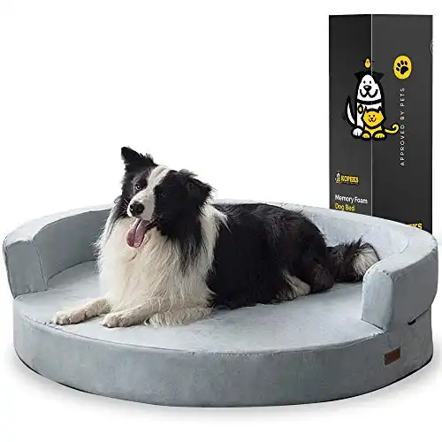 KOPEKS Deluxe Orthopedic Memory Foam Round Sofa Lounge Dog Bed - Jumbo XL - Grey