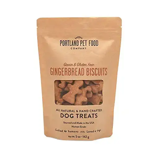 Crafted by Humans Loved by Dogs Portland Pet Food Company Grain-Free & Gluten-Free Biscuit Dog Treats (1-Pack 5 oz) Gingerbread Flavor All Natural, Human-Grade, Made in The USA