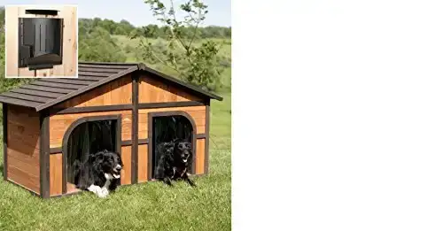 B&G Solid Wood Construction Heated Extra Large Dog House for One or Two Dogs