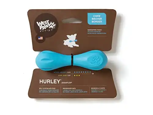 WEST PAW Zogoflex Hurley Dog Bone Chew Toy Floatable Pet Toys for Aggressive Chewers, Catch, Fetch Bright-Colored Bones for Dogs Recyclable, Dishwasher-Safe, Non-Toxic, Small, Aqua