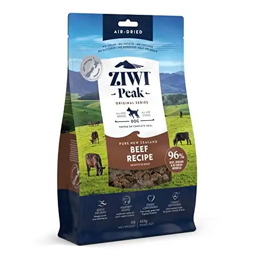 ZIWI Peak Air-Dried Dog Food All Natural, High Protein, Grain Free and Limited Ingredient with Superfoods (Beef, 1.0 lb)