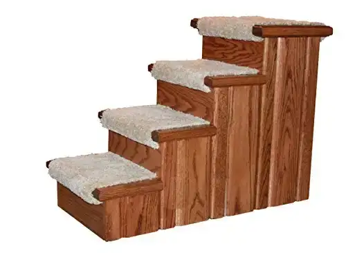 Premier Pet Steps Tall Raised Panel Dog Steps, Carpeted Tread with Stained Early American, 23-Inch