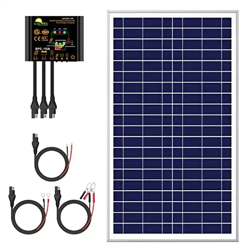 SUNER POWER 30 Watts Poly Crystalline 12V Solar Panel Kits - Waterproof 30W Solar Panel + Upgraded 10A Solar Charge Controller + 3-PCS SAE Cable Adapters for Car RV Marine Boat Trailer Off Grid System