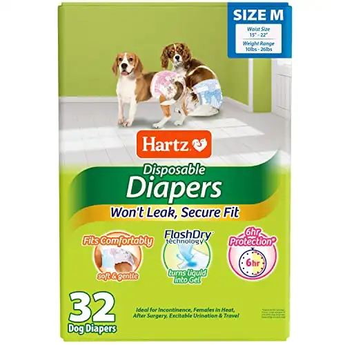 Disposable Dog Diapers with FlashDry Gel Technology - M, 32 Count