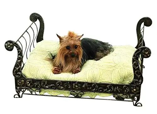 Posh Antique Style Brass Sleigh Dog Pet Bed Victorian Ornate Designer Iron Metal 27 in L x 18.75 in W