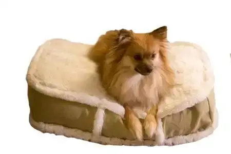 K9 Ballistics K9-681 LUX Rectangle Pet Bed, Large (34"x40"x5"), Cream Fur/Tan Micro