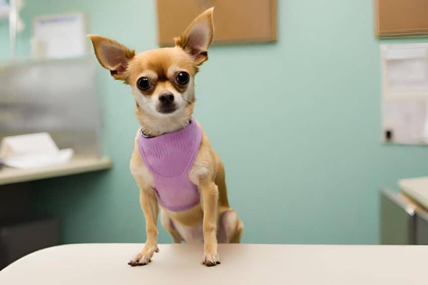 anxious chihuahua at the vet