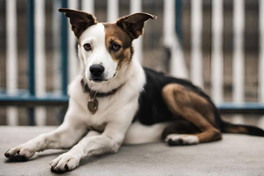 a shelter dog waiting for adoption