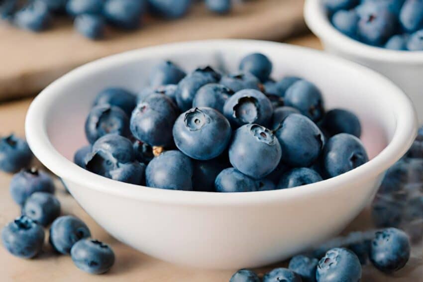 a bowl of juicy blueberries