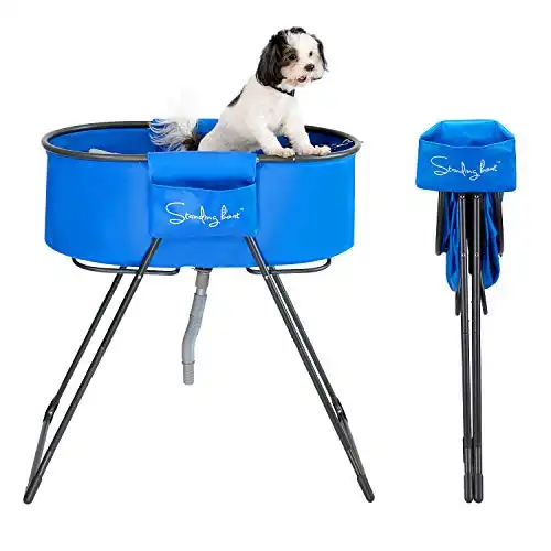 Standing Boat Elevated Folding Pet Bath Tub and Wash Station for Bathing, Shower, and Grooming, Foldable and Portable, Indoor and Outdoor, Perfect for Small and Medium Size Dogs, Cats and Other Pet