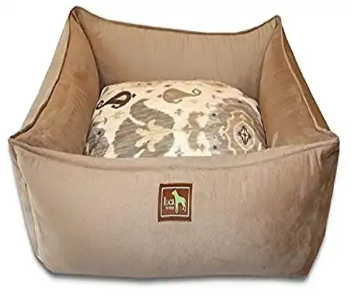 Luca For Dogs Lounge Dog Bed w/Easy-Wash Cover, Small 26"x20"x8", Camel-Heirloom Camel Velvet