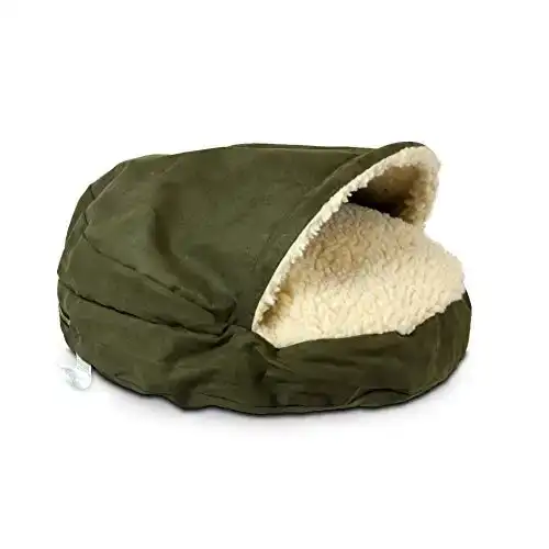 Snoozer Luxury Microsuede Cozy Cave Pet Bed, Small, Olive