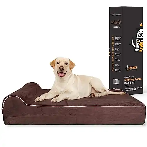 KOPEKS Jumbo Orthopedic - 7-inch Thick Memory Foam Pet Bed with Pillow