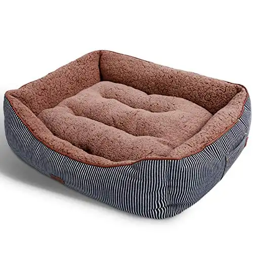 Smiling Paws Pets Large Washable Dog & Cat Bed/Lounge with Extra Soft Organic Cotton Sides, Premium Plush Puppy & Kitty Sofa for Medium & Large Doggies & Animals (35" x 26" x...