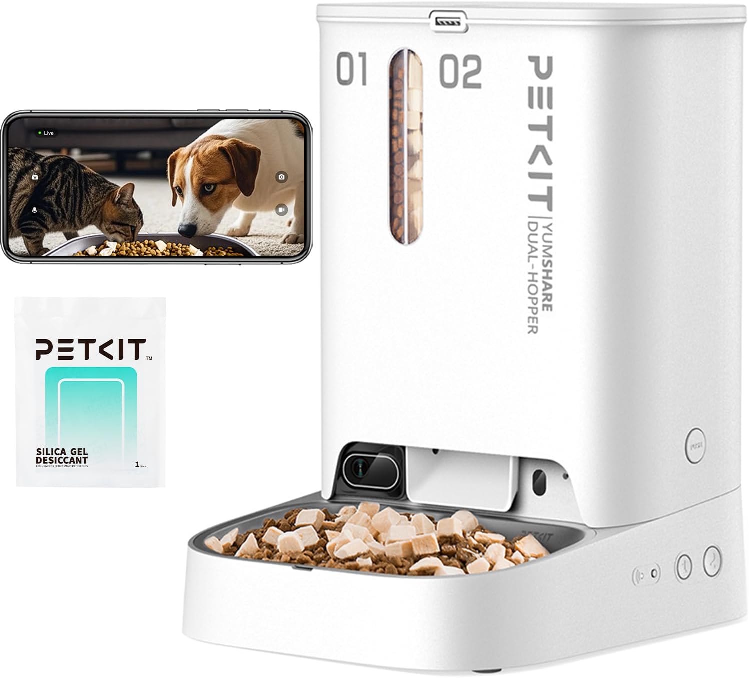 Mangeoire automatique pour animaux de compagnie à double trémie Petkit avec caméra