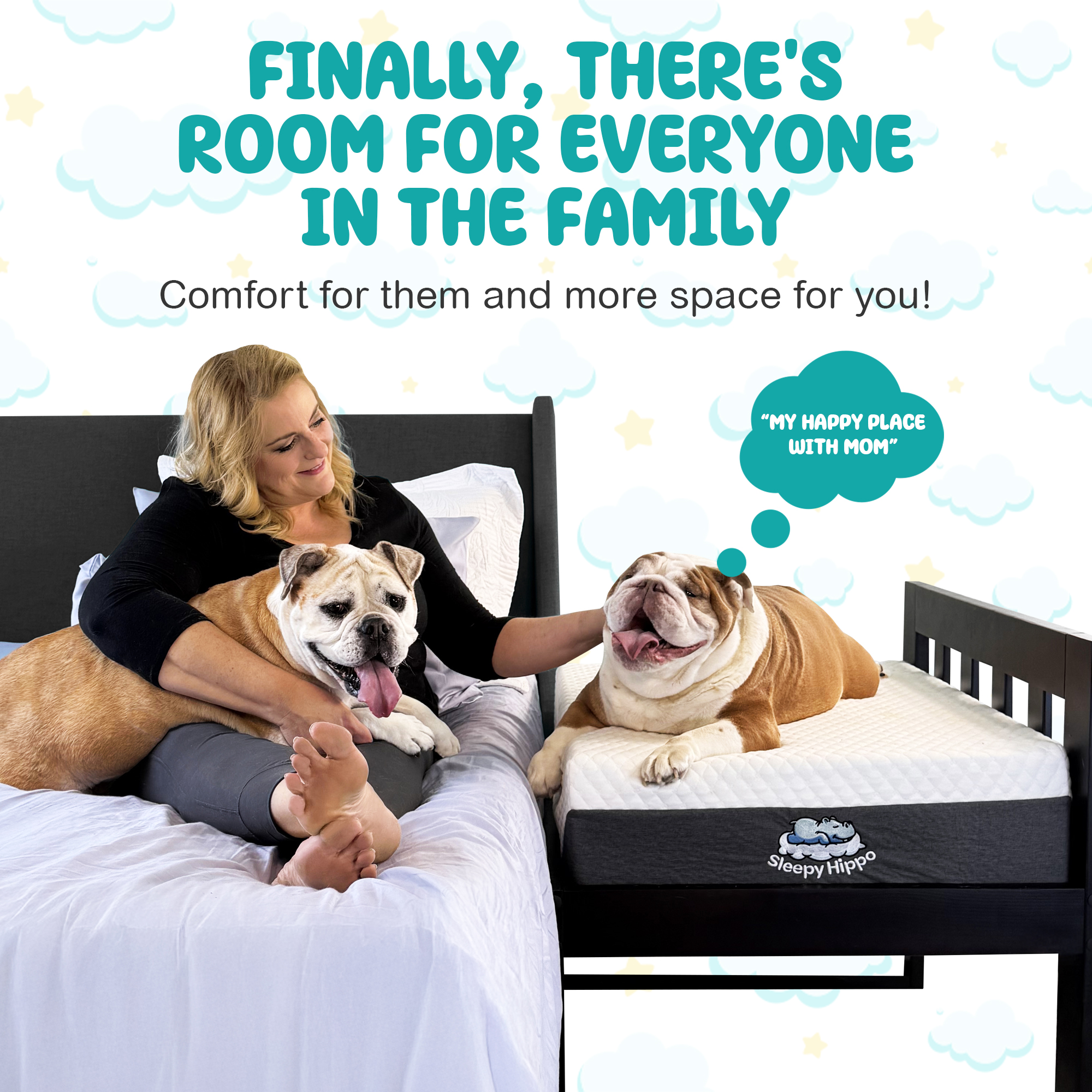 Sleepy Hippo Bedside Pet Bed Bundle