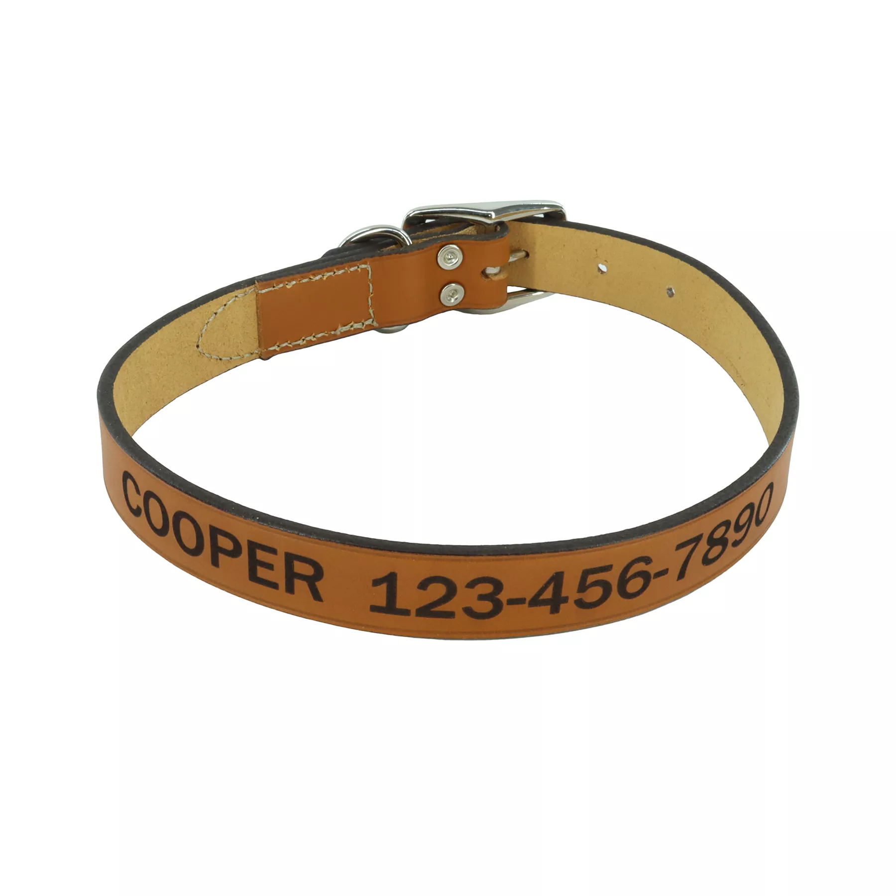 Personalized Circle T Oak Tanned Leather Town Dog Collar